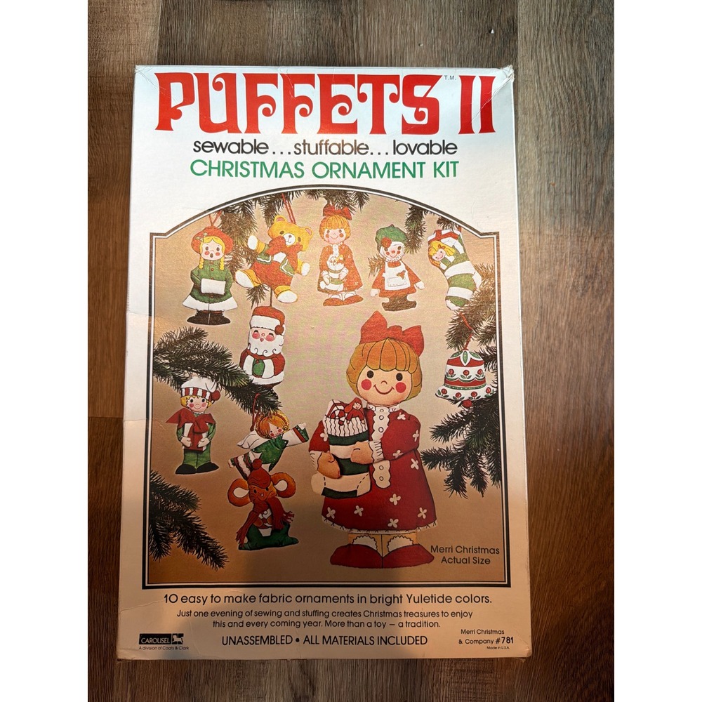 Vintage Puffets II Christmas Ornament Kit Merri Christmas Co‎ 781 Sew Stuff 10pc